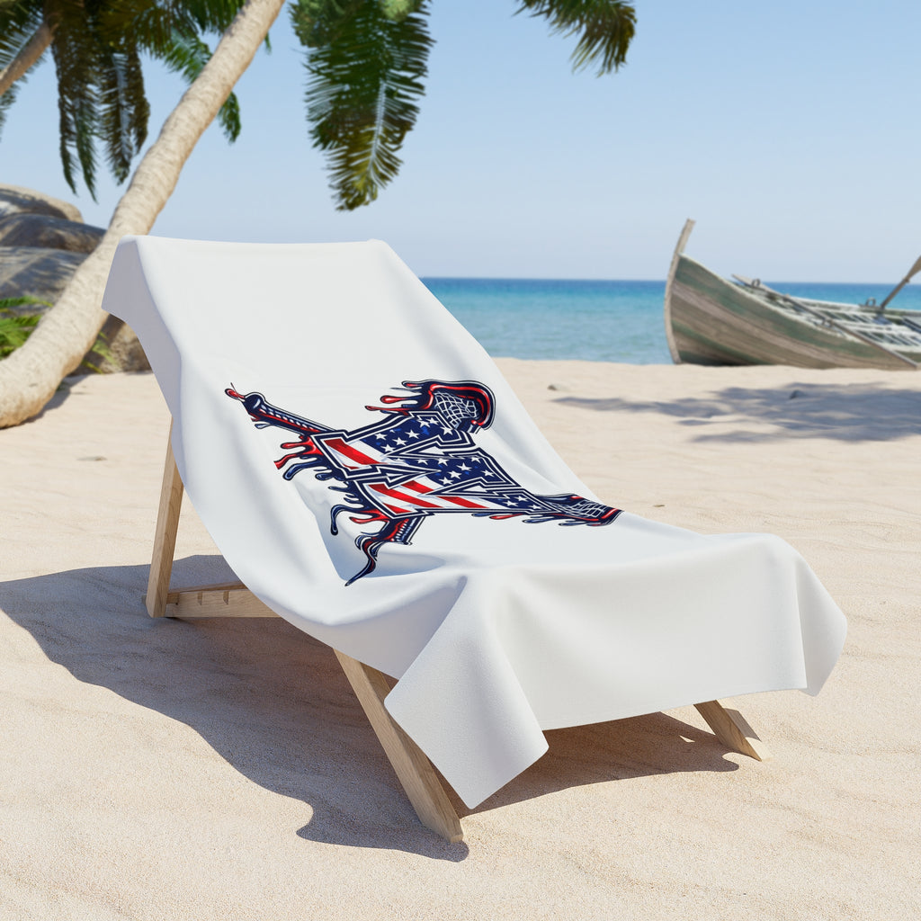 Patriotic Drip W Lacrosse Beach Towel
