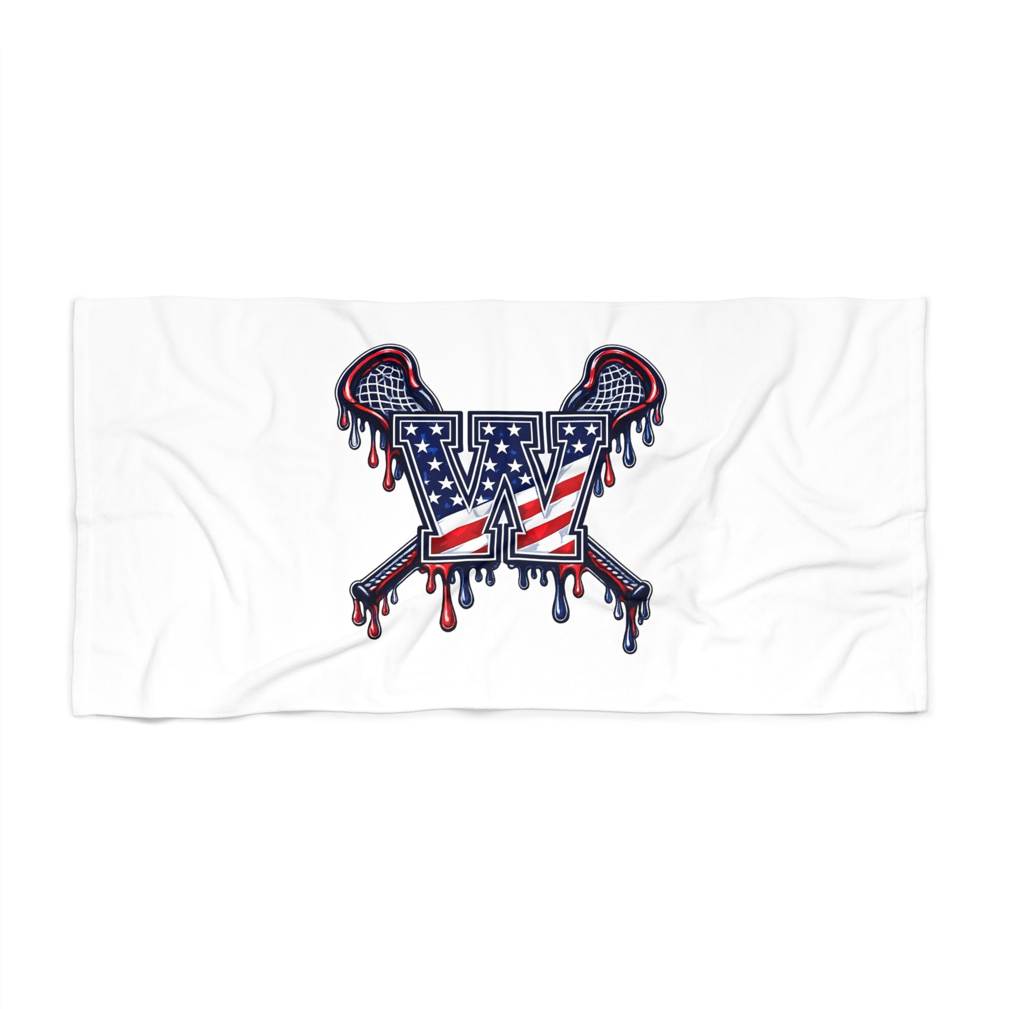 Patriotic Drip W Lacrosse Beach Towel