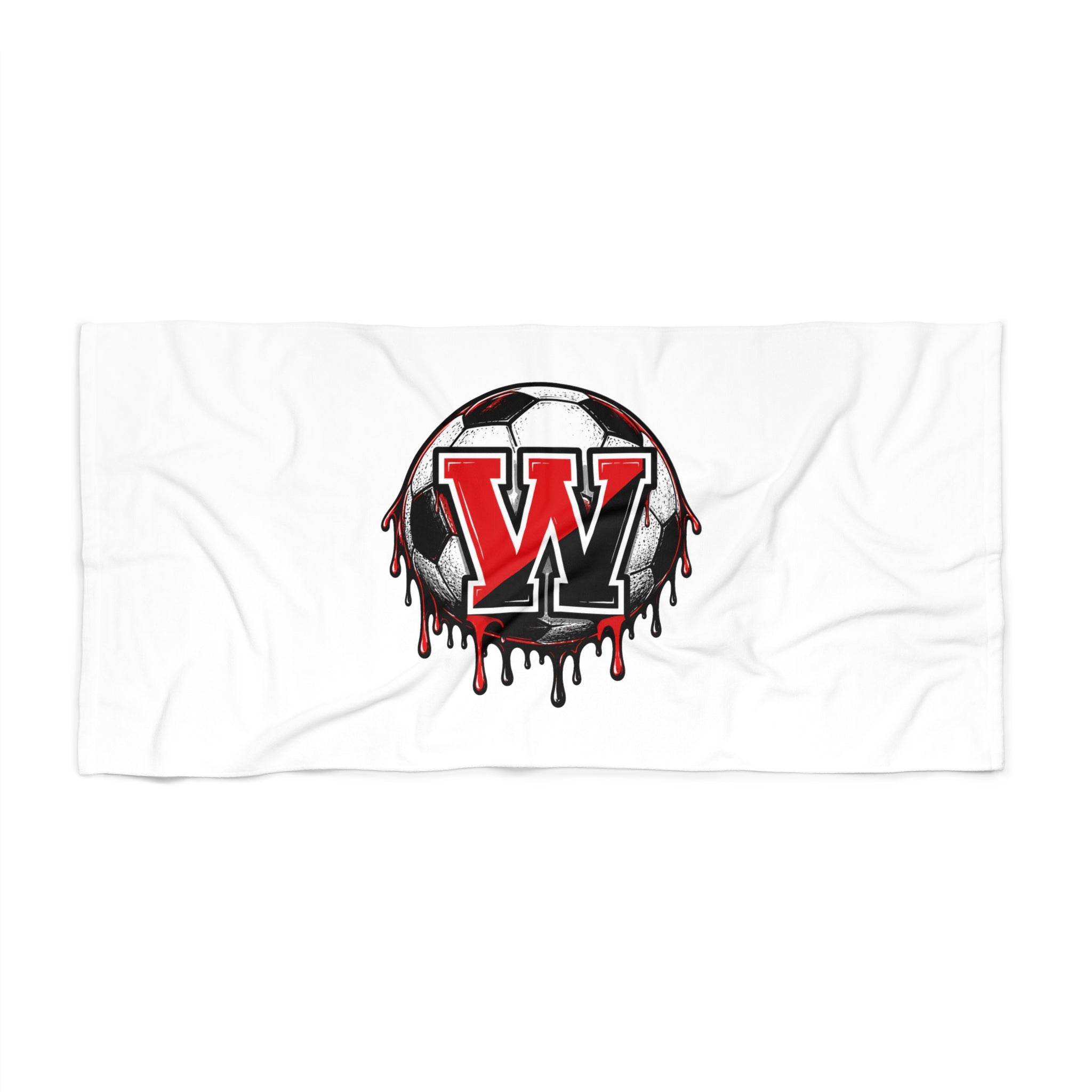 Dripping Soccer Ball 'W' Beach Towel