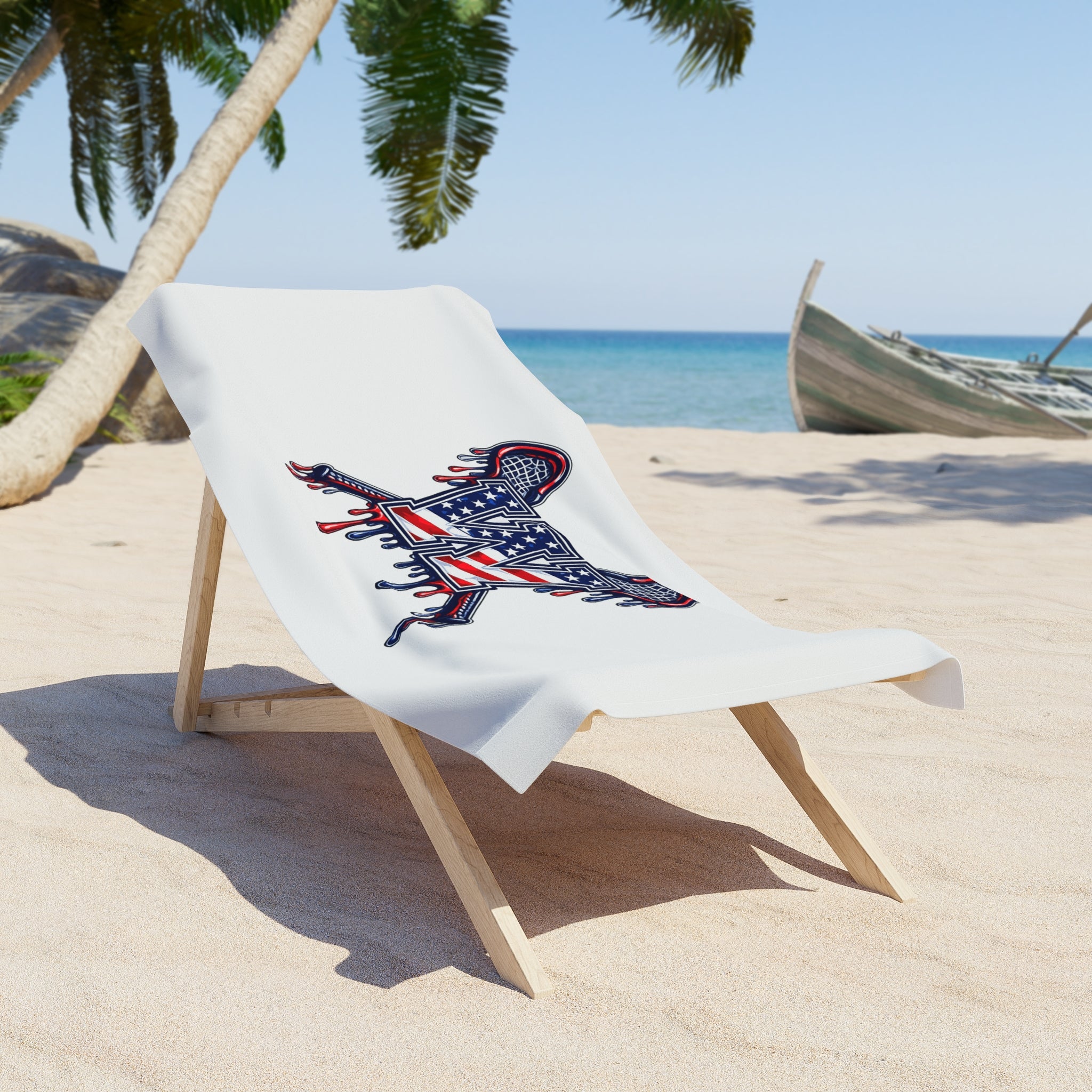 Patriotic Drip W Lacrosse Beach Towel