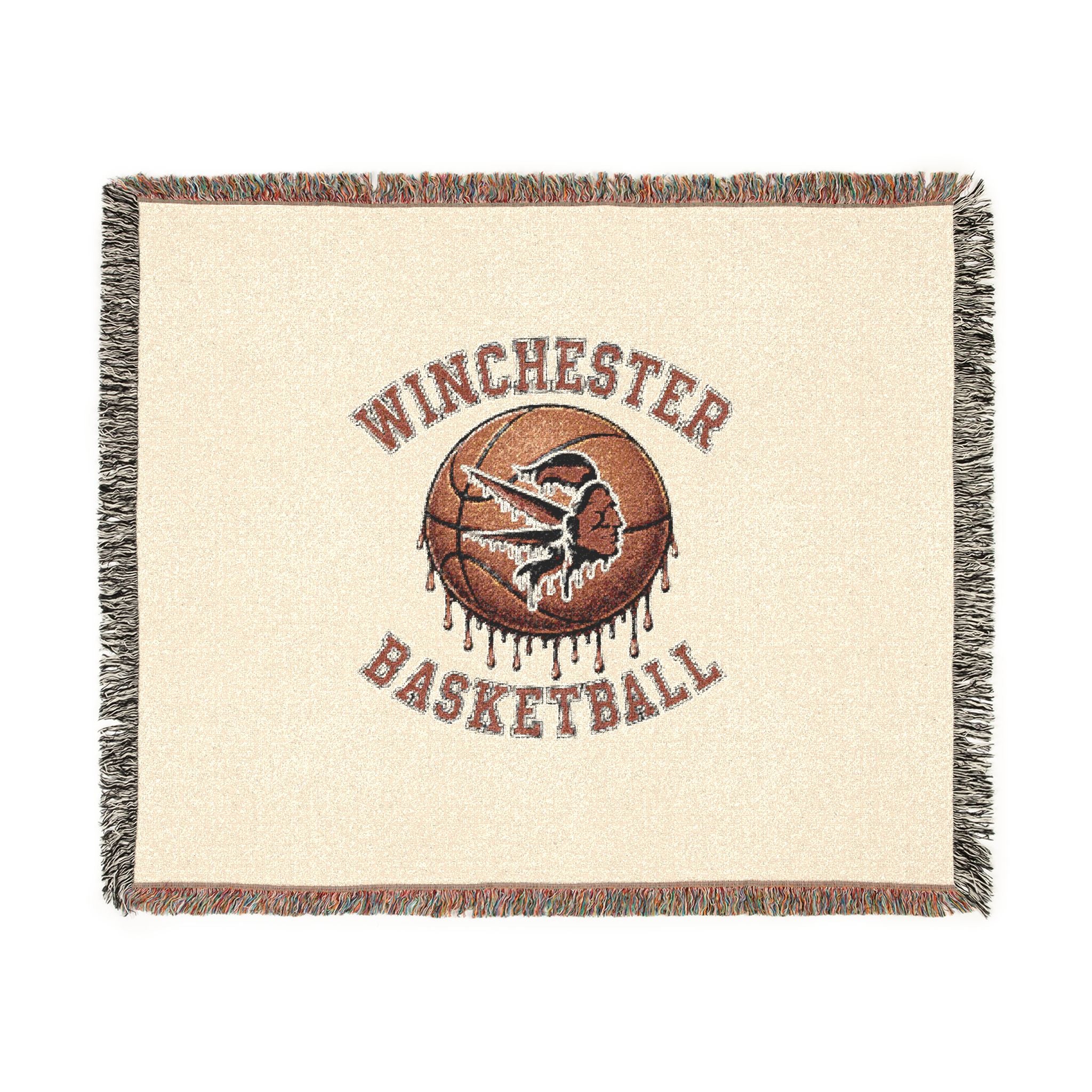 Vintage Winchester Basketball Woven Throw Blanket