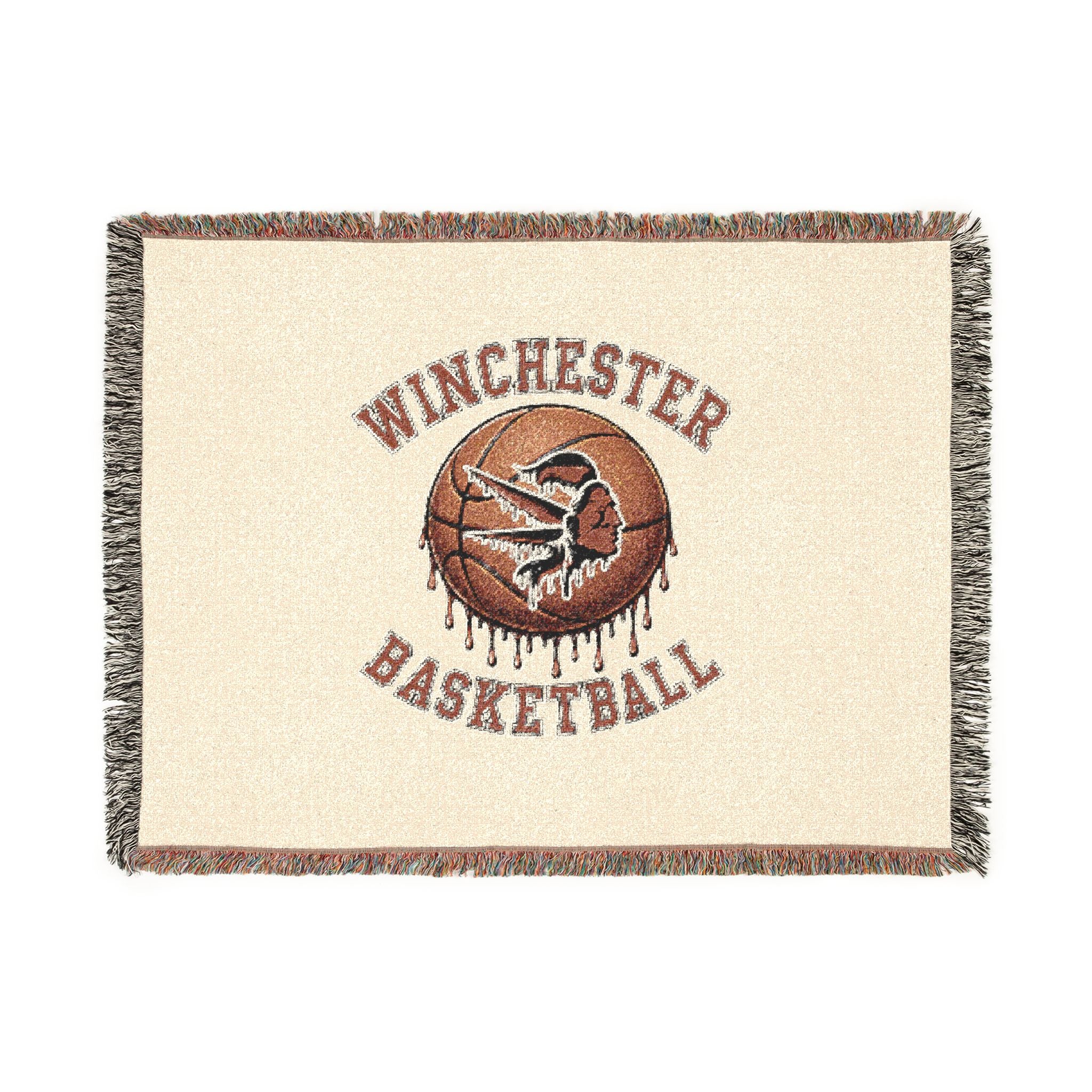 Vintage Winchester Basketball Woven Throw Blanket