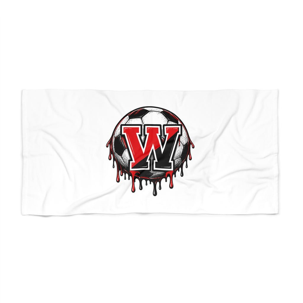 Dripping Soccer Ball 'W' Beach Towel