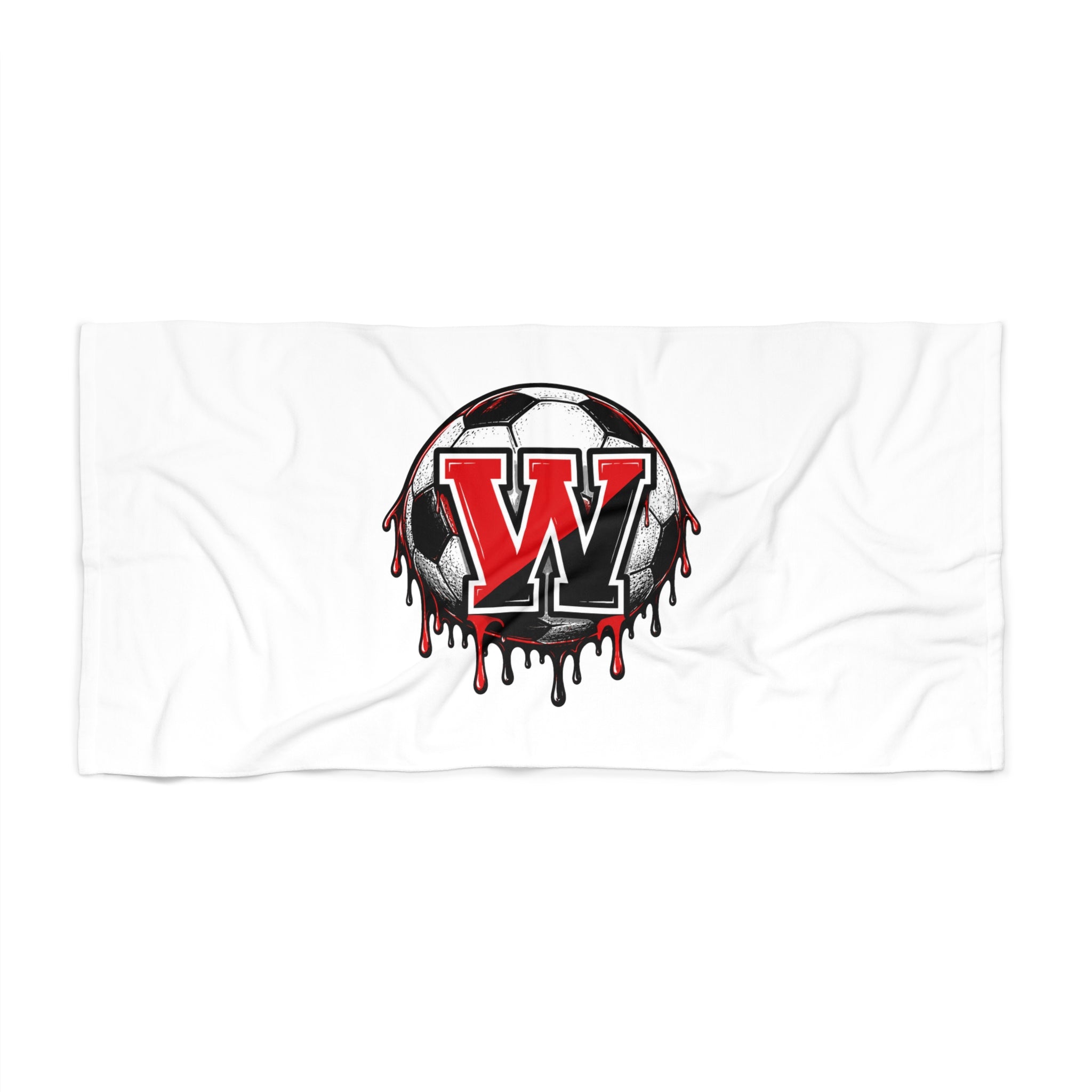 Dripping Soccer Ball 'W' Beach Towel