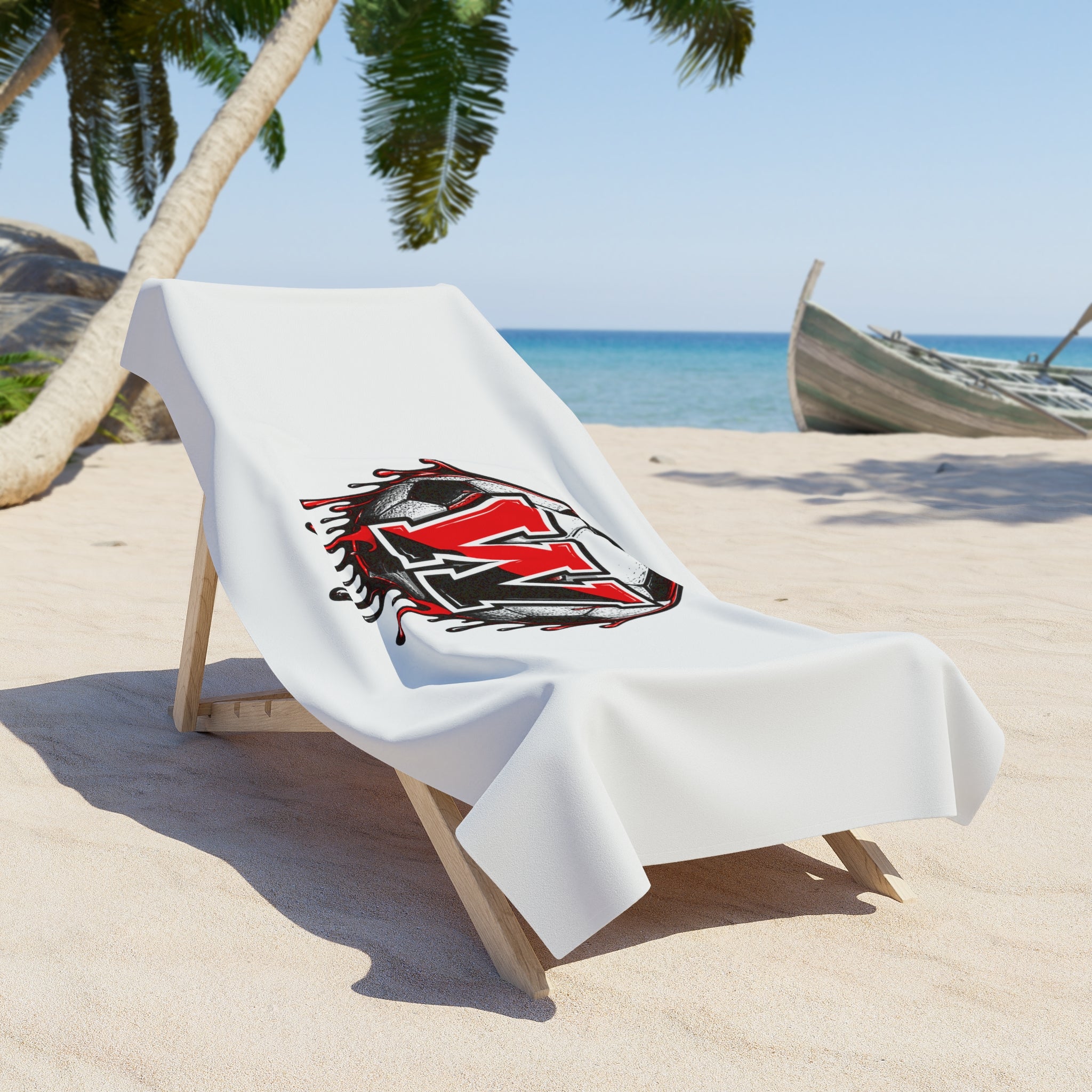 Dripping Soccer Ball 'W' Beach Towel