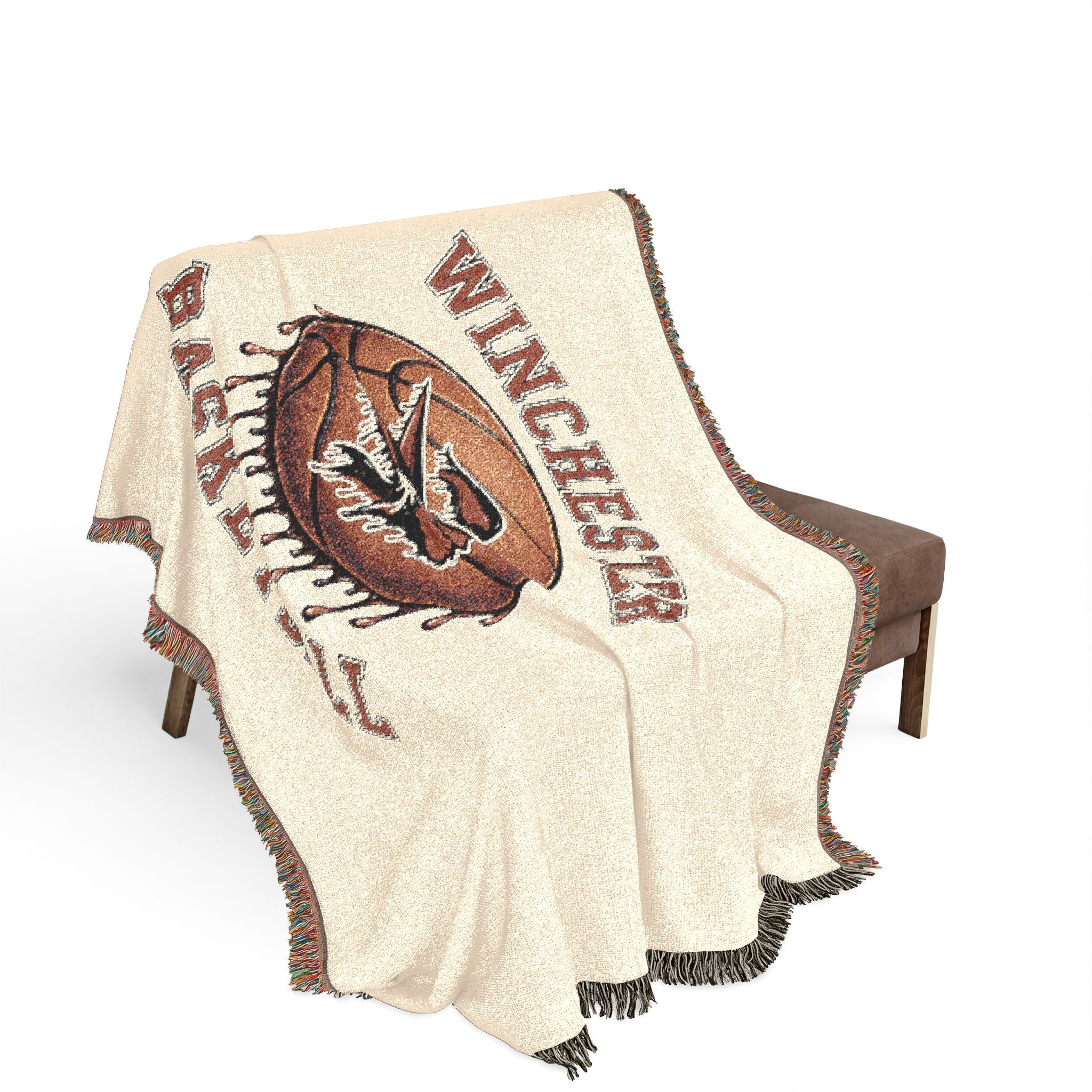 Vintage Winchester Basketball Woven Throw Blanket