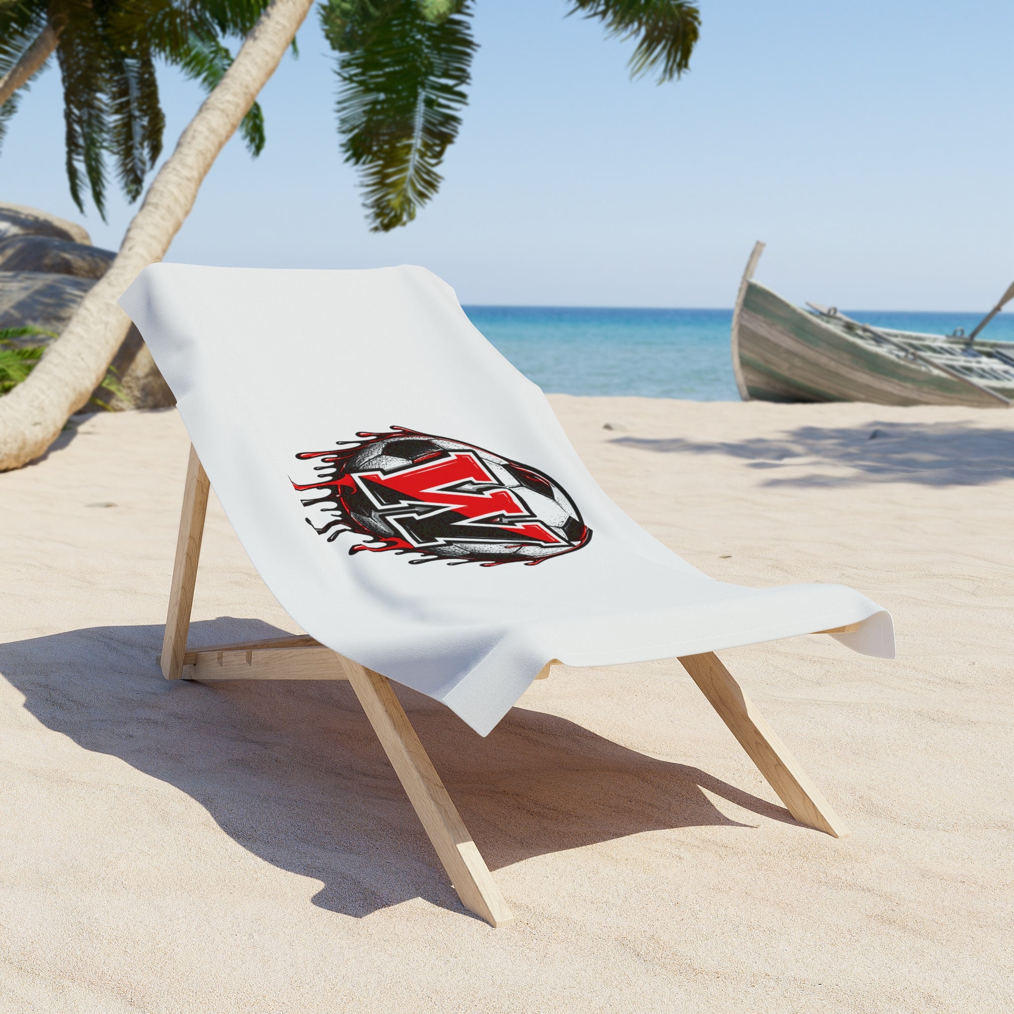 Dripping Soccer Ball 'W' Beach Towel