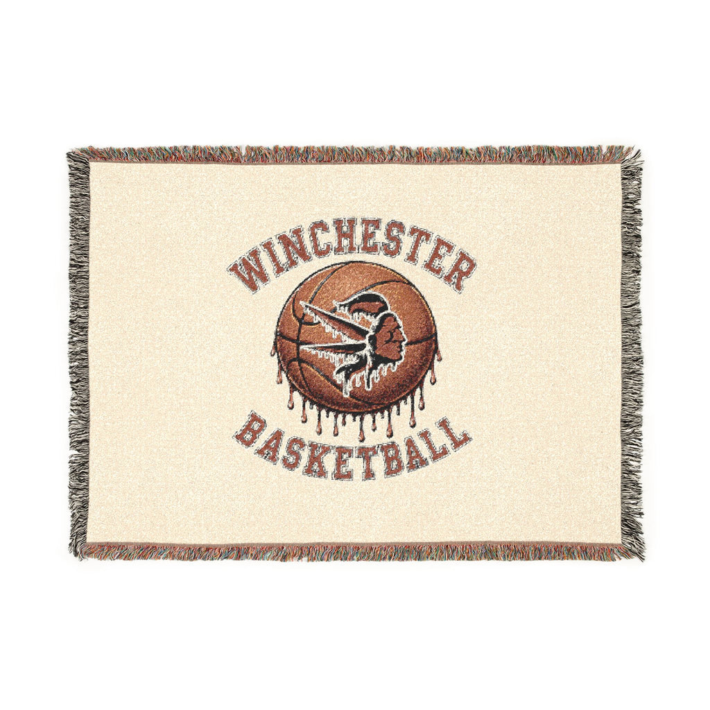Vintage Winchester Basketball Woven Throw Blanket