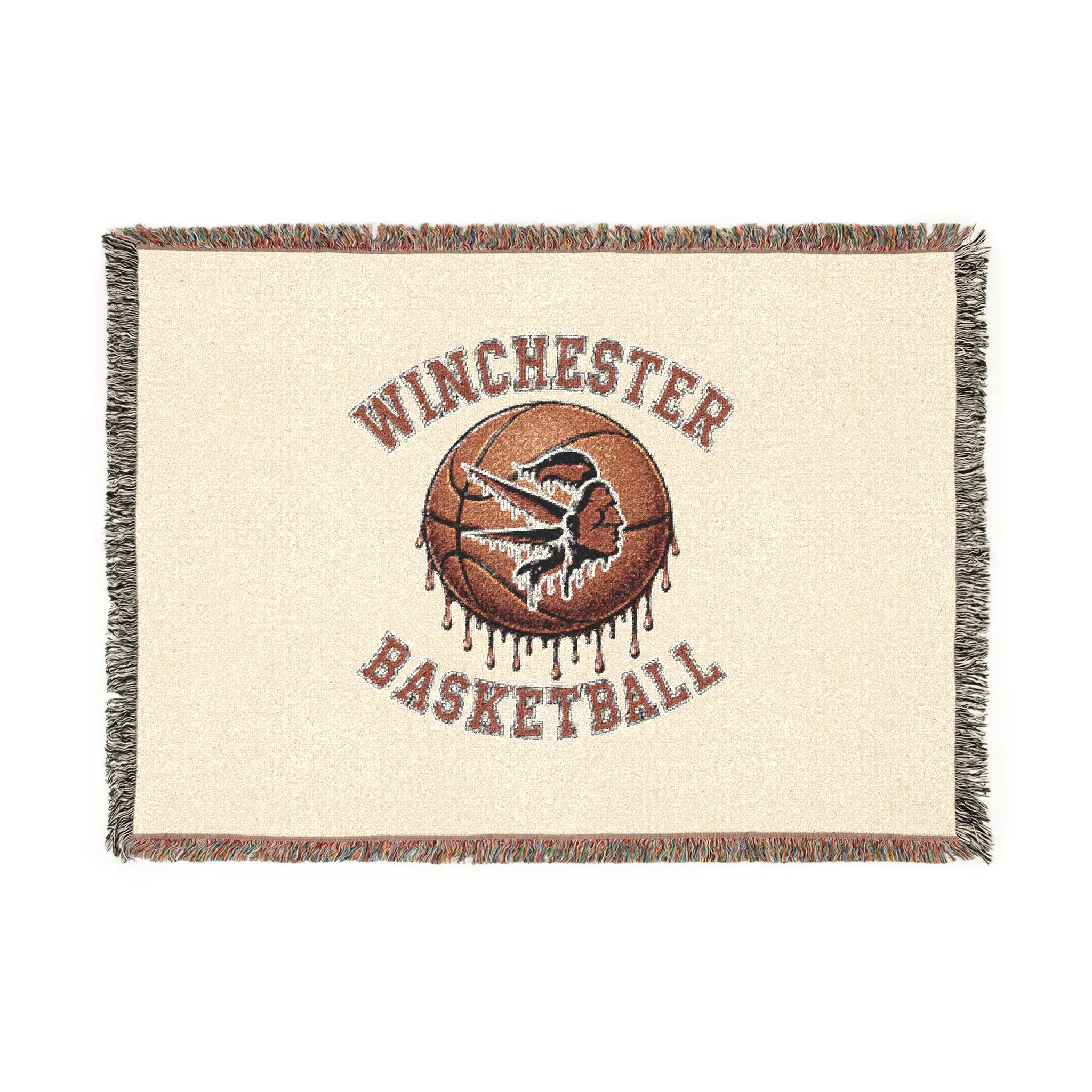Vintage Winchester Basketball Woven Throw Blanket