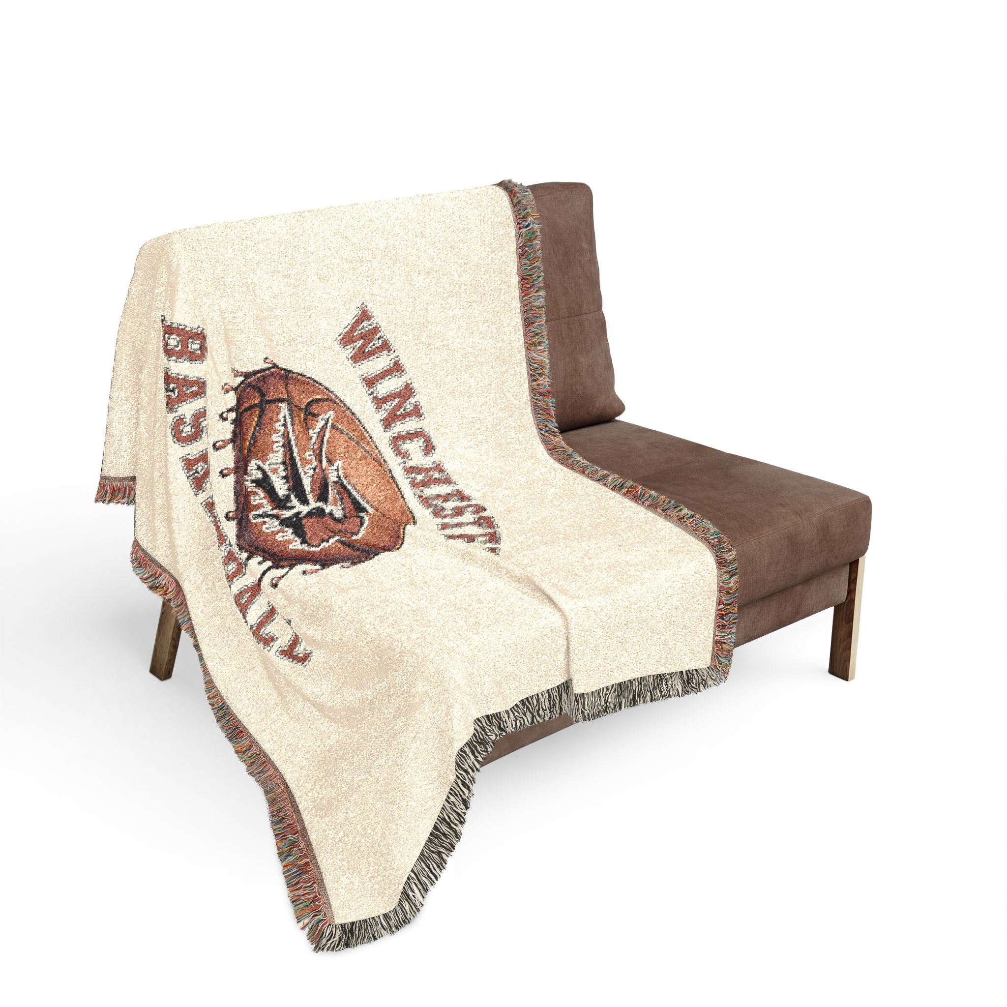 Vintage Winchester Basketball Woven Throw Blanket